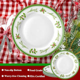 6 Pcs Christmas Dinner Plates Xmas Tree Melamine Dinnerware Green Plates Xmas Wreath Dishes Holiday Tableware For Dessert Salad Appetizer Birthday Party(Christmas Wreath,10 Inches)