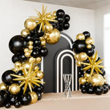 Black Gold Balloon Garland Arch Kit with Starburst Balloons for Parties 2026