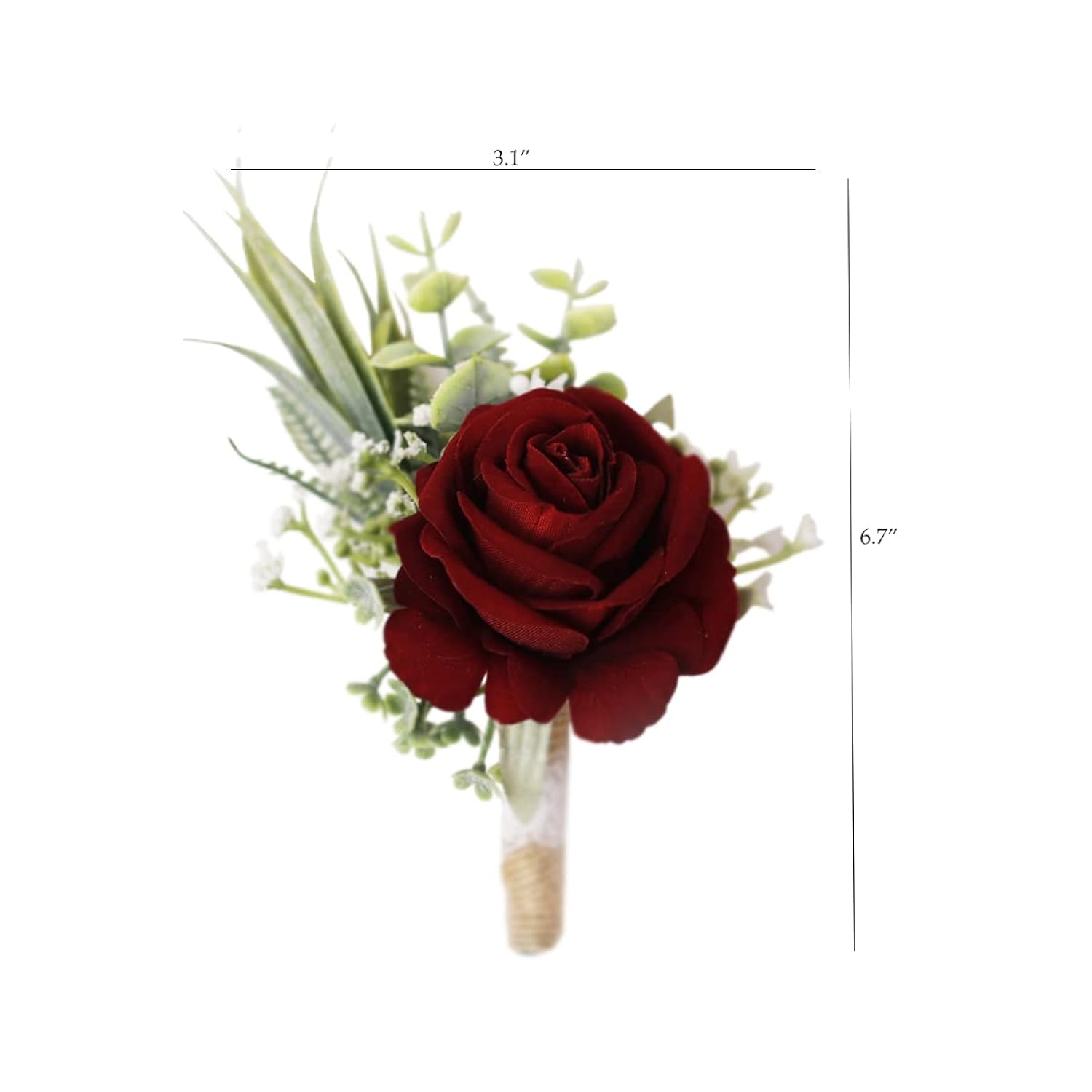Set Of 6 Wine Red Boutonniere For Best Men Groom Groomsmen Burgundy Buttonholes For Wedding Party Prom Decoration