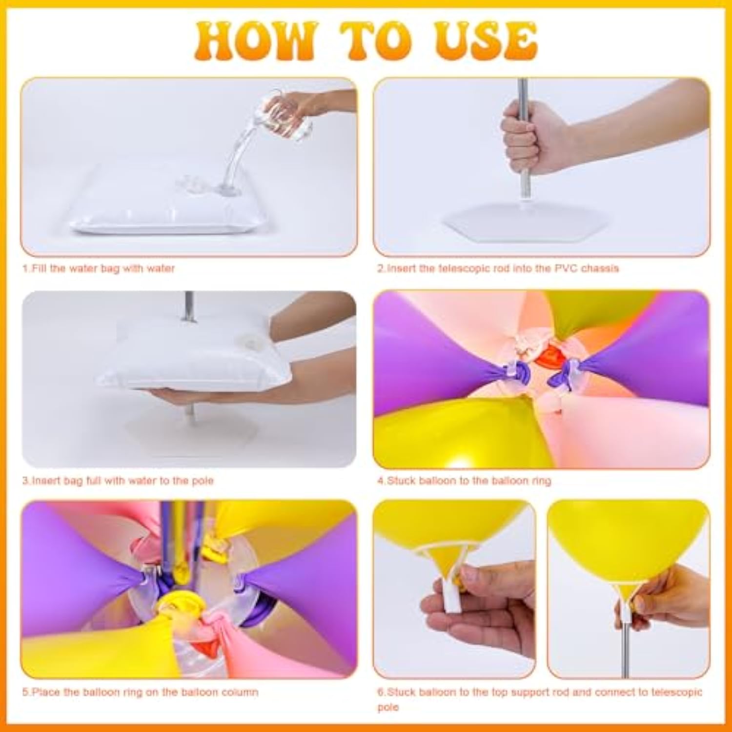 Idaodan 2 Set Balloon Column Kit For Kids, Balloon Column Stand With Base, 6.5Ft Height Balloon Tower Stand For Wedding Baby Shower Birthday Party Event Decorations