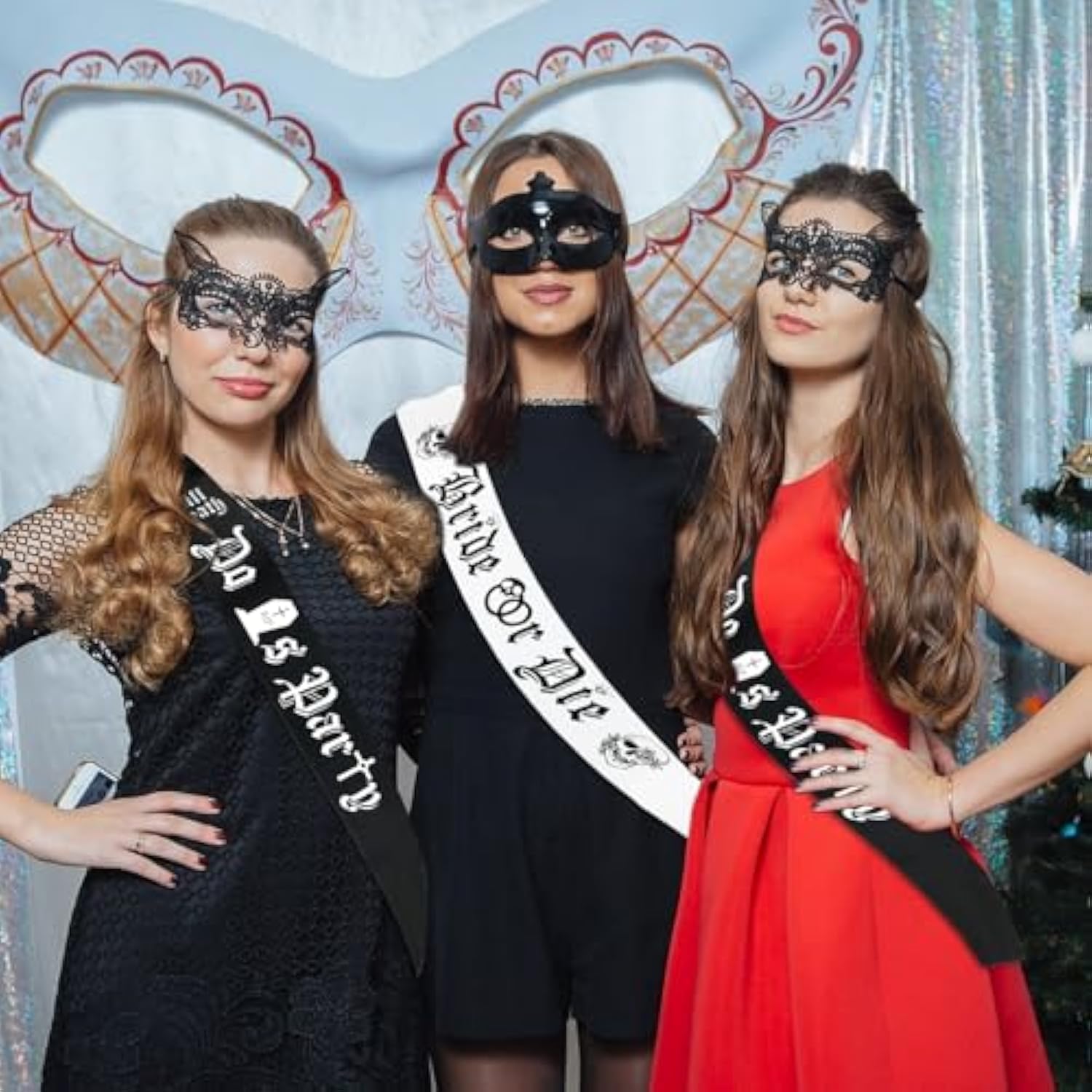 7 Pcs Bride Or Die Bachelorette Party Decorations, White Bride Or Die Sash And Black Till Death Do Us Sashes For Hen Party Bridal Shower Wedding Engagement Halloween Bachelorette Supplies