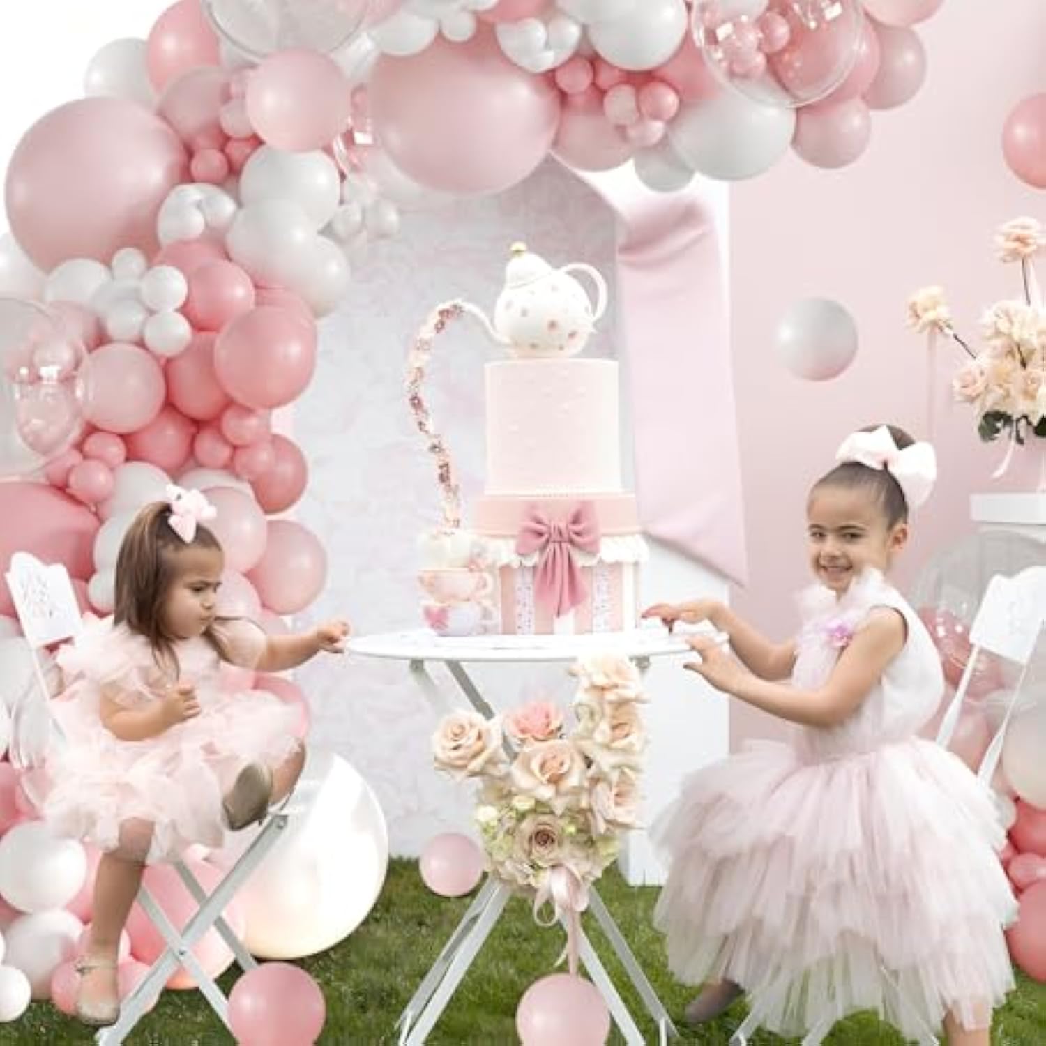 Pink & White Balloon Arch Kit: 132pcs Party Garland Decor