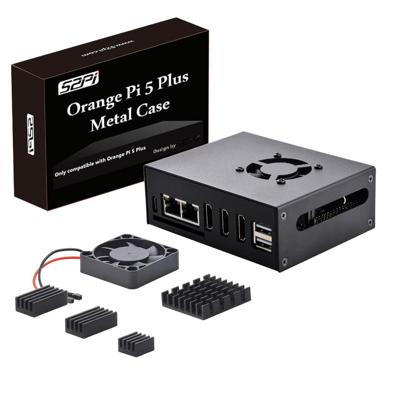 Orange Pi 5 Plus Case With Cooling Fan, Metal Case With Fan Heatsinks Compatib