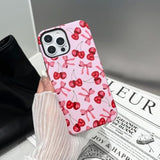 Compatible With Iphone 15 Pro Max Case,Cute Pink Cherry Bow Pattern With Shockproof Slim Soft Tpu And Hard Pc Protective Cover For Women Designed For Iphone 15 Pro Max Case (Glossy)