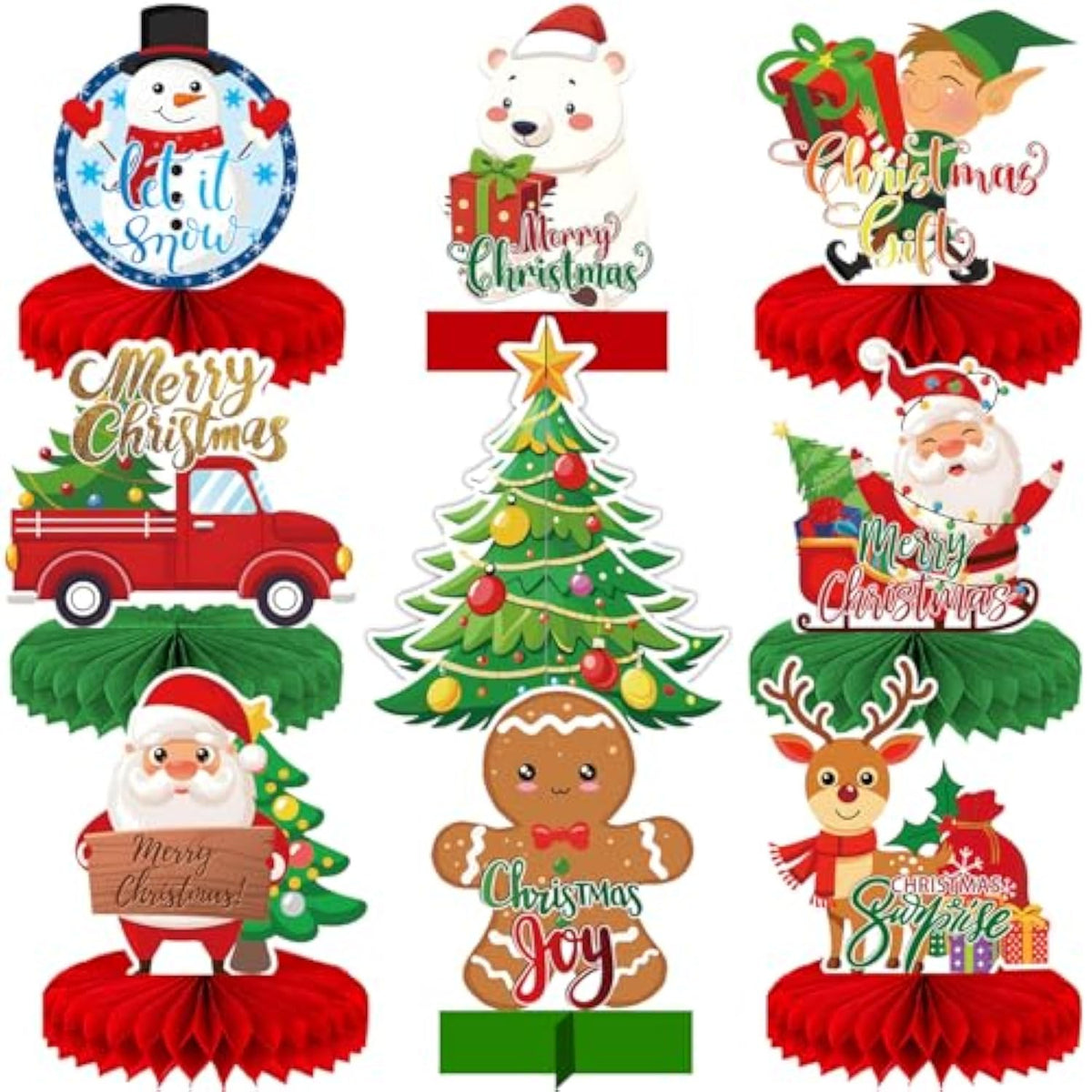 9 Pc Christmas Table Centerpieces Party Table Decorations