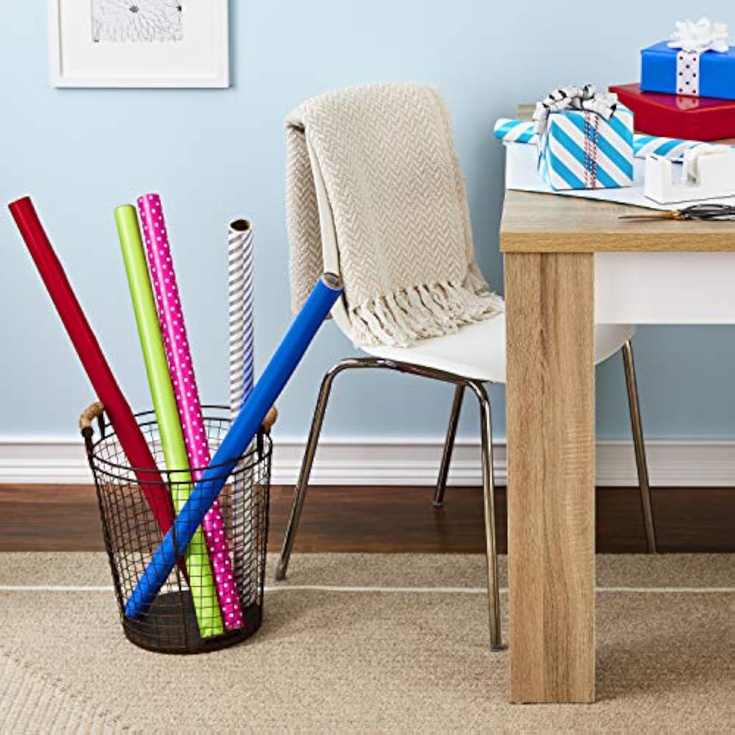 Hallmark All Occasion Wrapping Paper Bundle with Cut Lines on Reverse (Pack of 6; 180 sq. ft. ttl.) Solids, Polka Dots & Stripes for Birthdays, Easter, Mothers Day, Weddings, Baby Showers (5JXW1746)