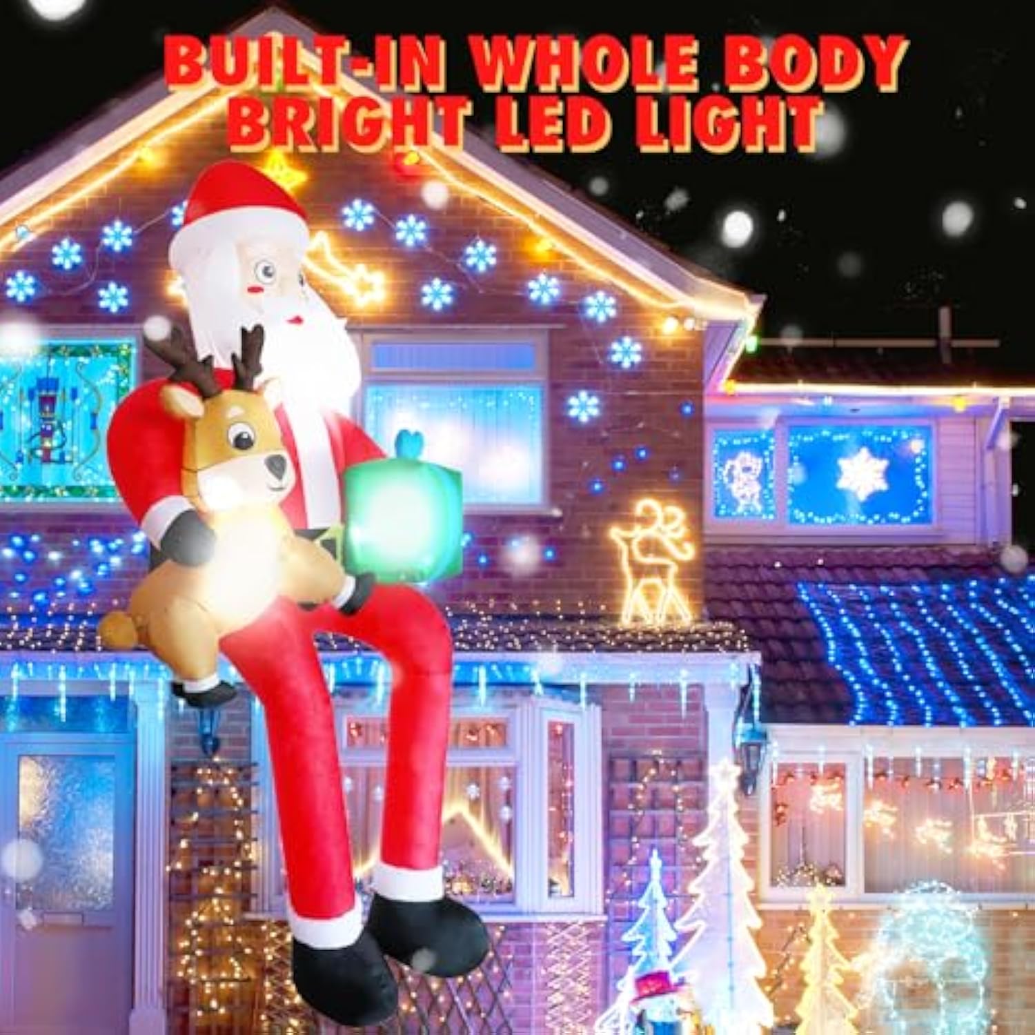 10 Ft Christmas Inflatable Outdoor Decoration Giant Sitting Santa Claus Christmas Inflatables With Led Lights Climbing S