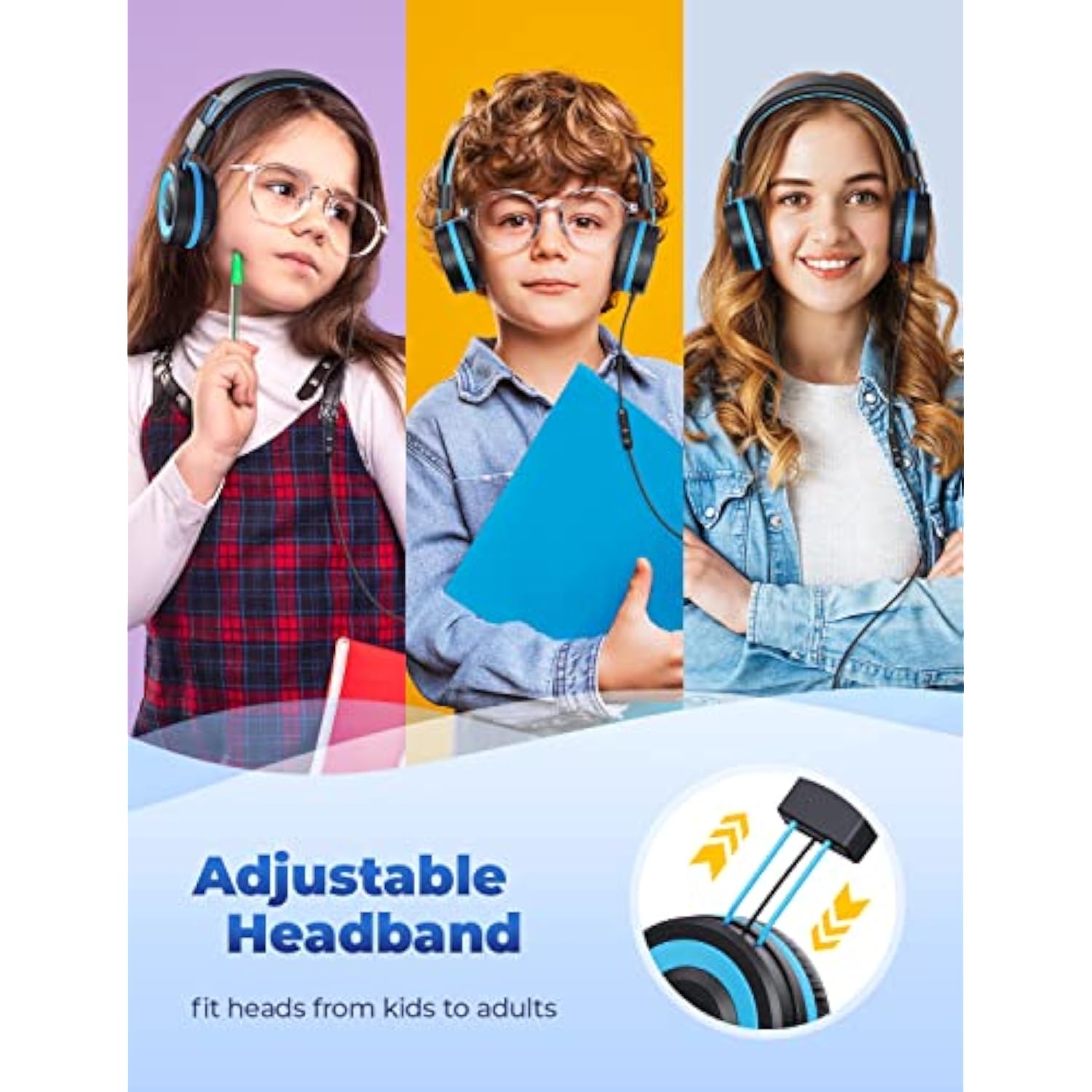 Kids Wired Headphones, 85/94dB Safe Volume, Foldable, Durable, HS14