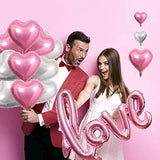 30 Pcs Love Heart Balloons Decorations Silver Pink Foil Balloons Roman