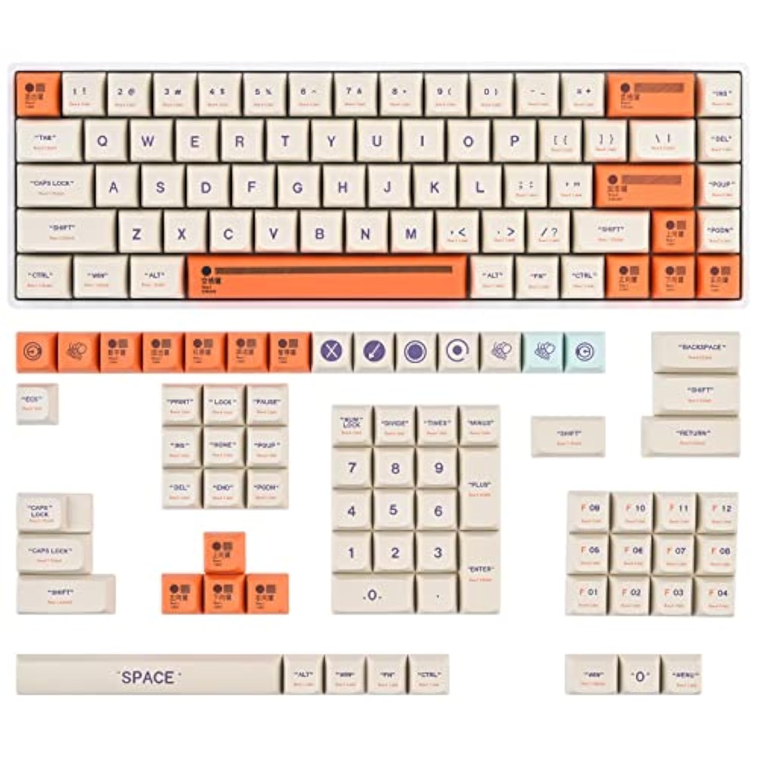 Xda Profile Keycaps Set 142-Key Retro Plastic Theme Keycaps For 60% 65% 100 Ch