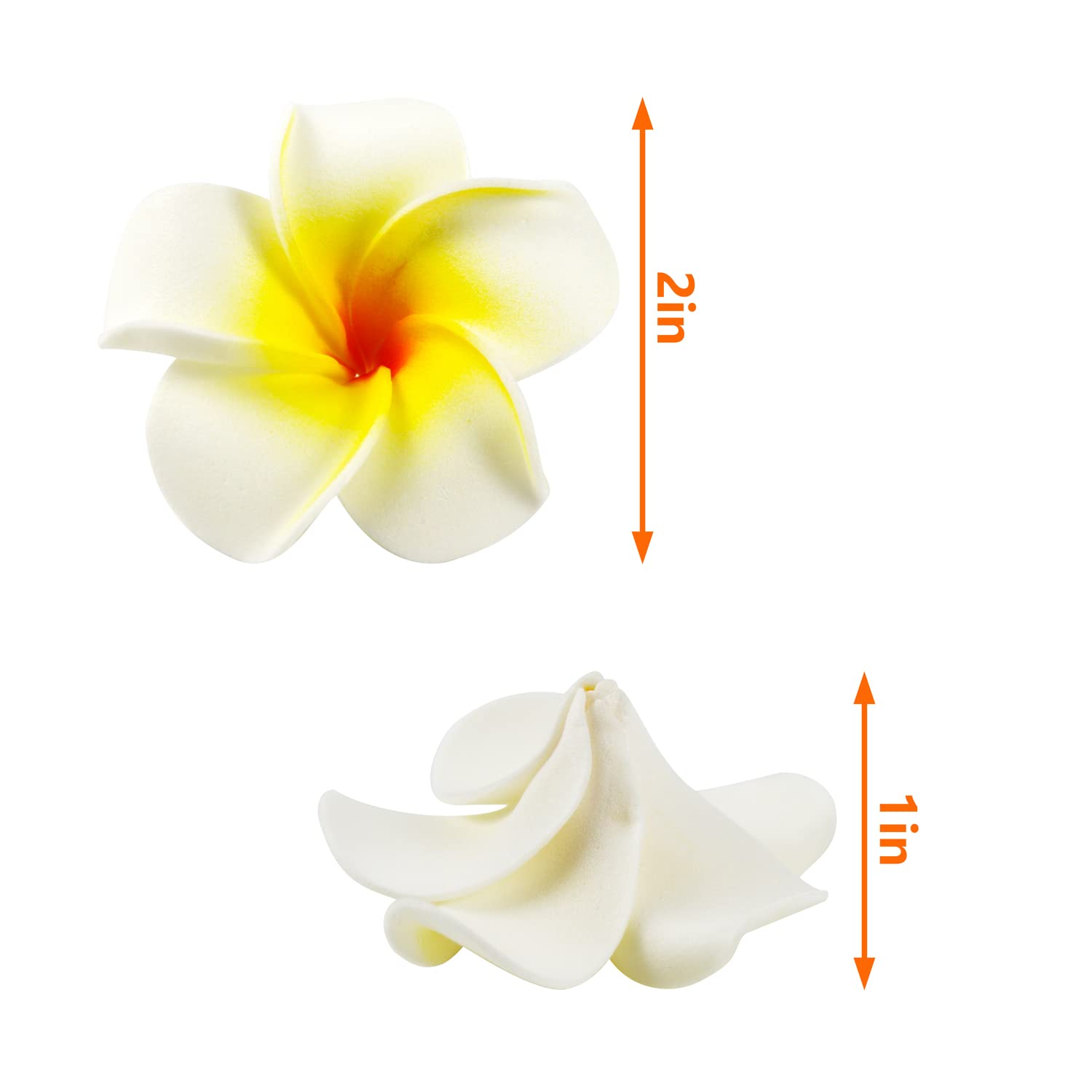 100Pcs Artificial Plumeria Frangipani Flower, Floating Flowers For Pool, Hawaiian Flowers Centerpiece, Artificial White Foam Plumeria, Petal Hat Head Diy Home Wedding Party Decoration