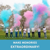 Gender Reveal Powder Smoke Bombs - 3 Pink & 3 Blue Poppers, Biodegradable