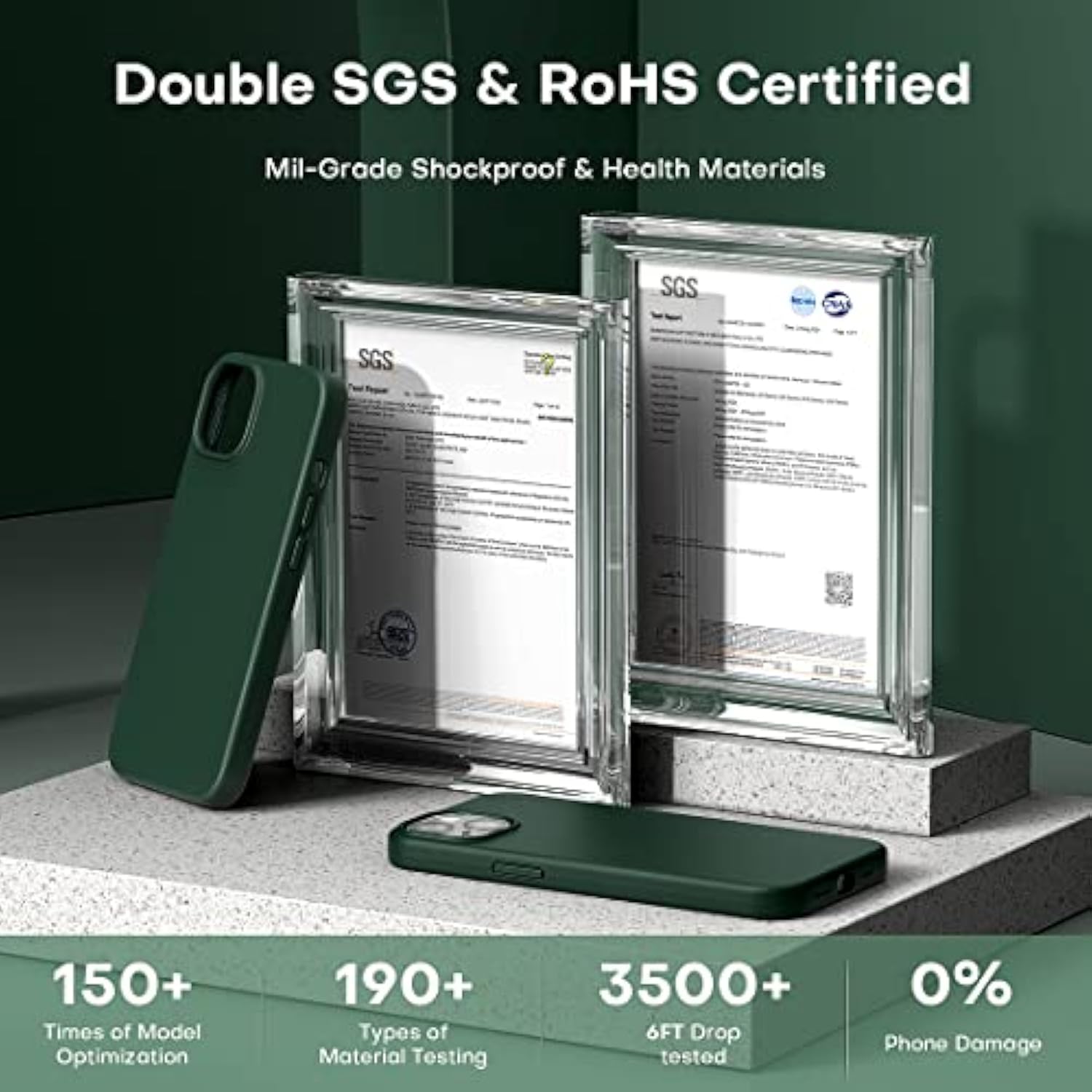iPhone 13 Slim Silicone Case 6.1 Inch Anti-Slip Drop Protection Alpine Green