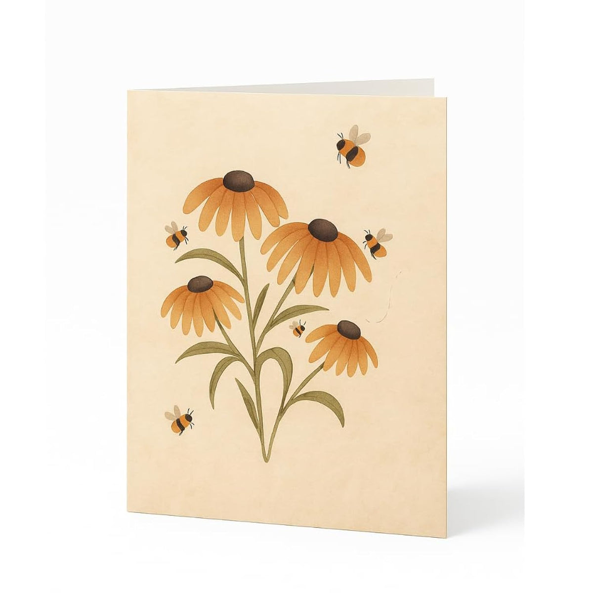 Blank Inside Greeting Card 5X7" With Envelope & Wax Seal – Watercolor Bee & Yellow Flower Design – All Occasion Card By – Birthday, Mother’S Day, Thank You, Thinking Of You, Etc.
