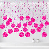 60 Pcs Hot Pink Volleyball Hanging Swirl Decorations for Senior Night