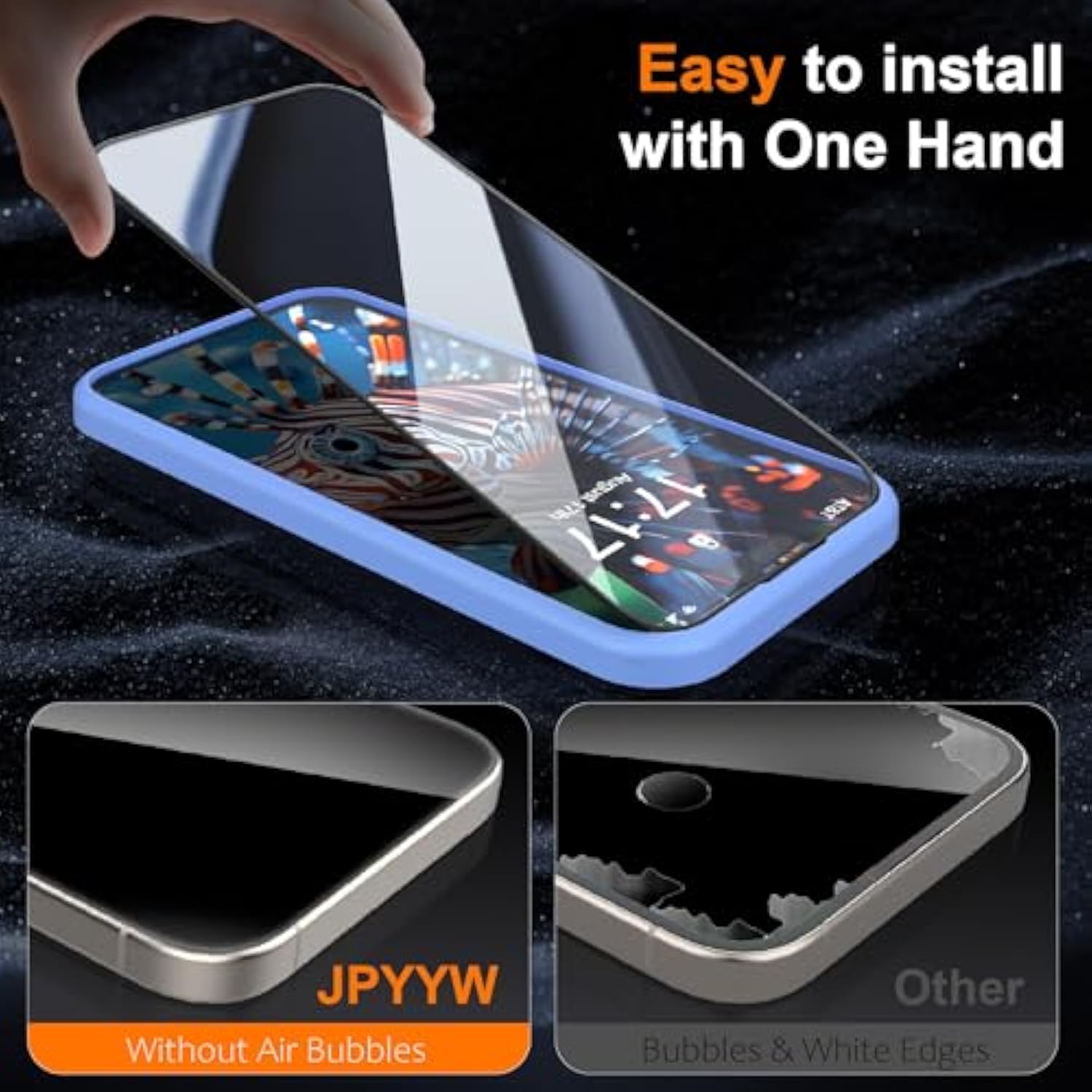 4 Pack For Iphone 16 Pro Max Screen Protector Tempered Glass Iphone 15 Pro Max Iphone 14 Pro Max Optional 9H With Install Frame Case Friendly No Bubbles Military Grade Shatterproof