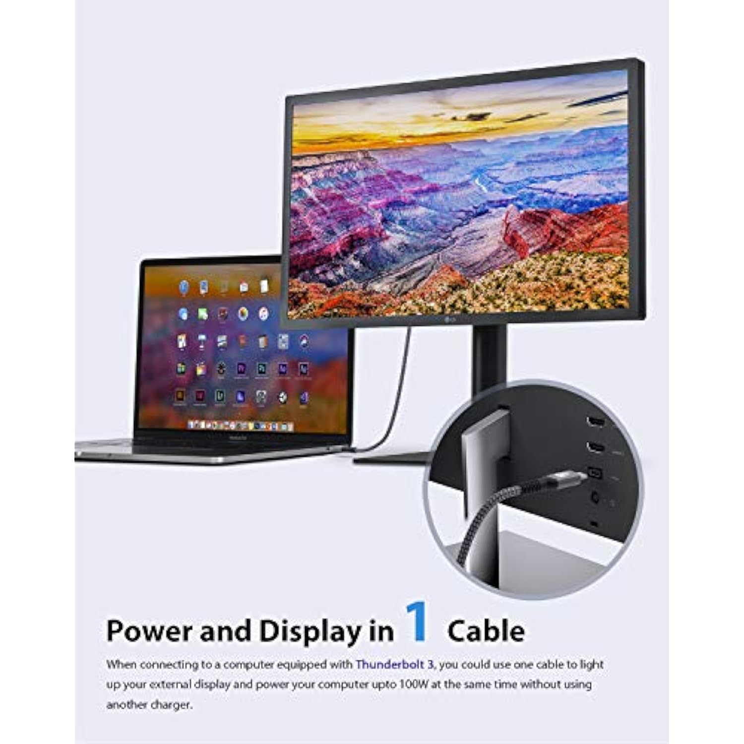 Usb C To Usb C 3.1 Gen 2 Cable (100W 5A 20Gbps-3.3Ft) Usb C Video Cable, Type C Fast Charging Compatible With Iphone 16 Macbook Air Pro M1 Pro Max, 4K 60Hz 2K 165/144/120Hz Display Monitor