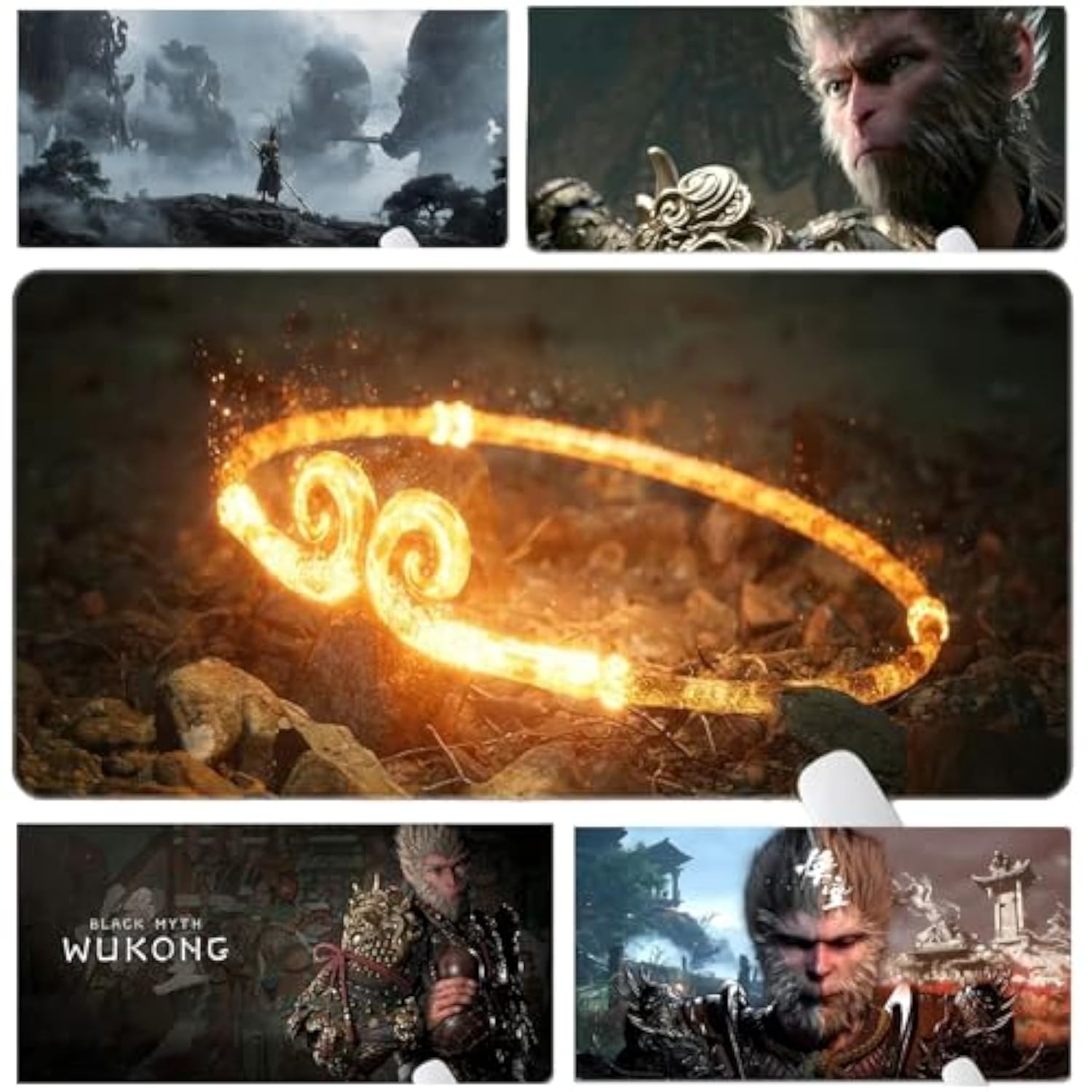Game Black Myth: Wukong Mouse Pad Rubber Mouse Mat Anti-Slip Cool Monkey Desktop (009, 28 * 12) (010, 36 * 16)