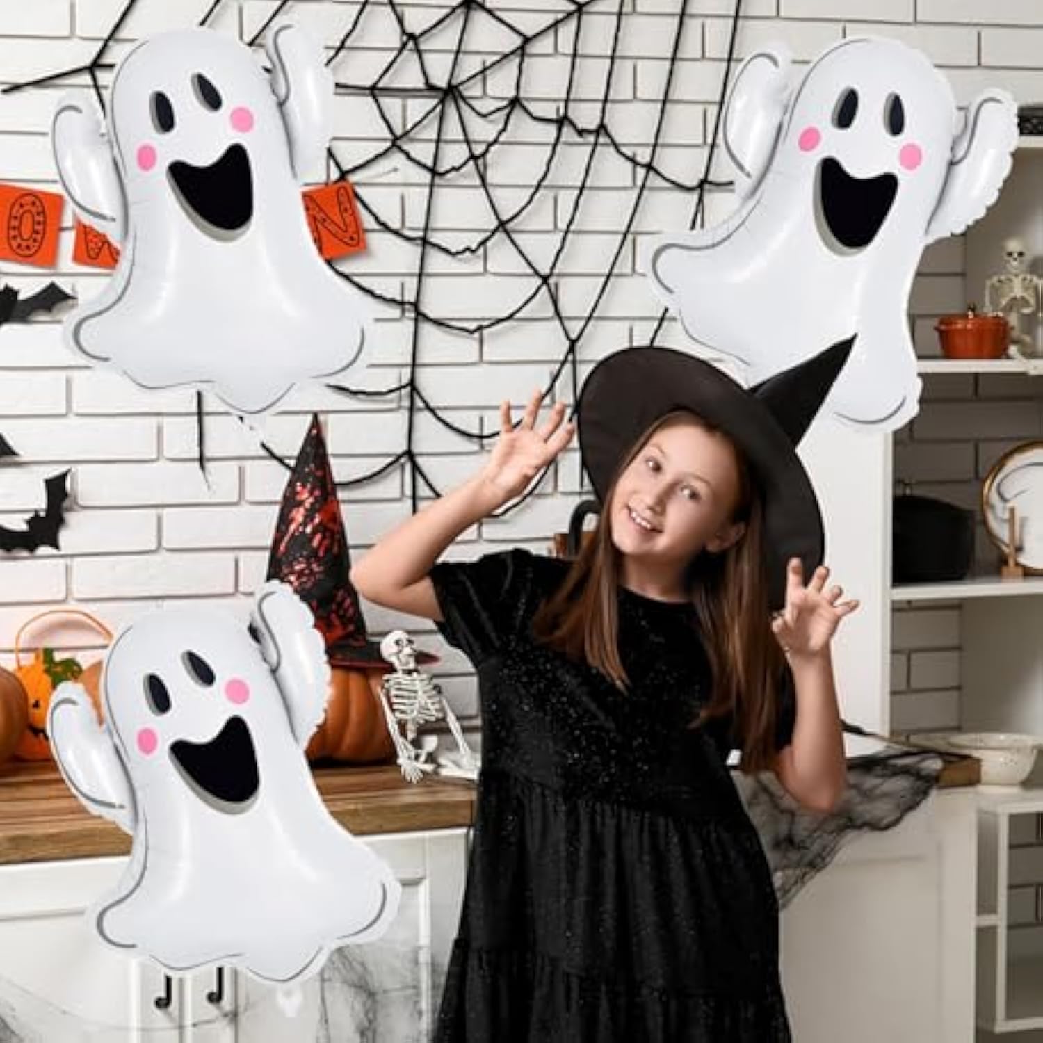 8pcs White Ghost Balloons for Halloween Party Decorations