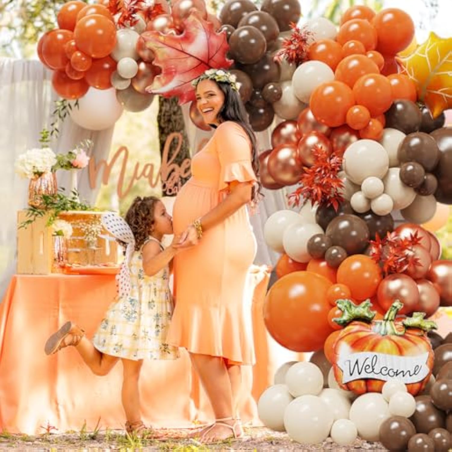 Fall Thanksgiving Balloon Arch Kit with Pumpkin Maple Leaf Foil Balloons for Autumn Party