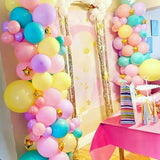 60pcs Pastel Rainbow Balloons in Pink, Purple, Teal, Yellow for Birthday & Baby Shower Decor