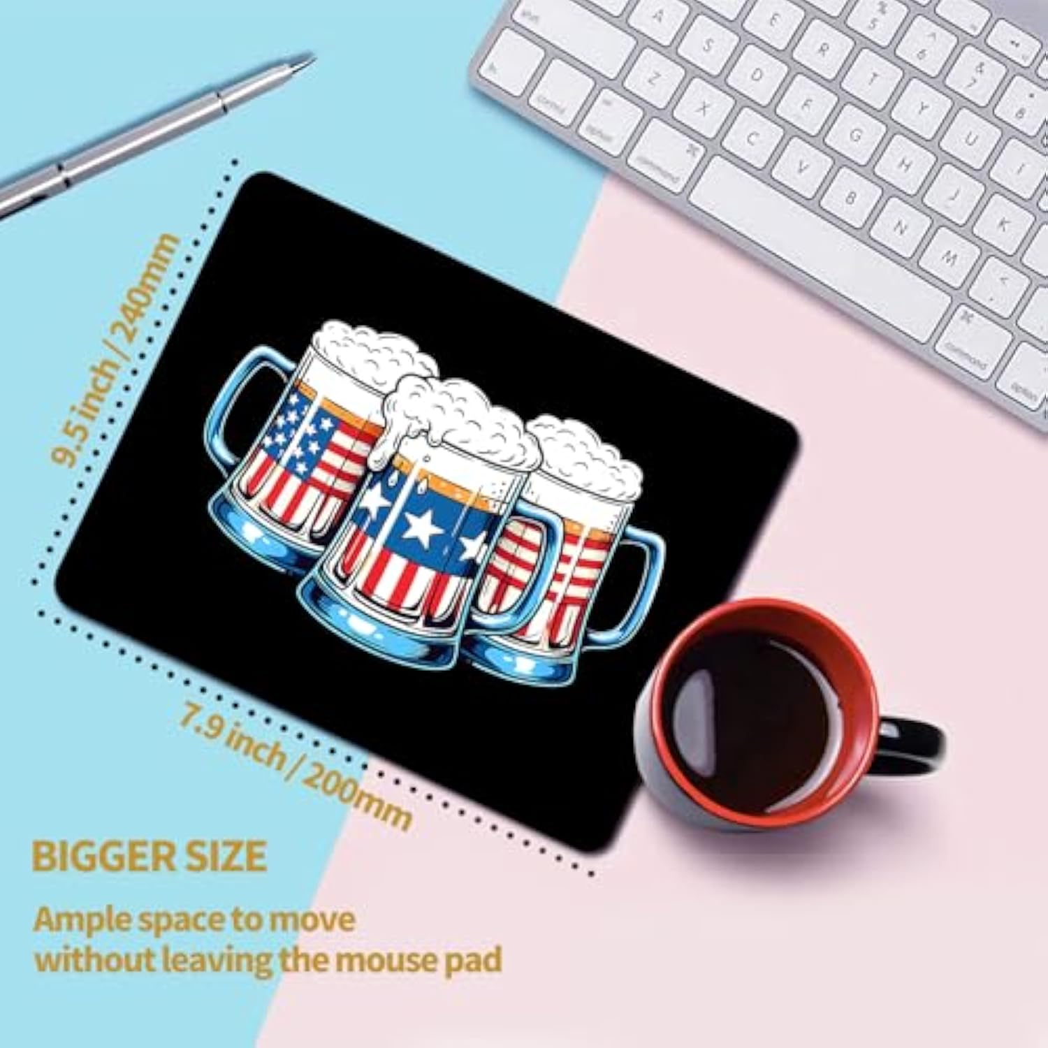 Mouse Pad, Smooth Fabric, Precise Cursor Positioning Mousepad For Wireless Mouse, Non-Slip Base, 9.5 X 7.9 Inch, Cheers