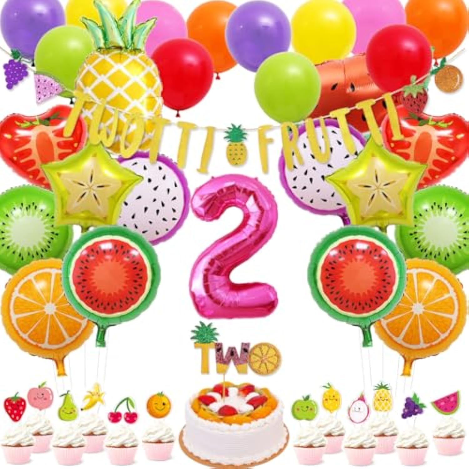 71 Packs Tutti Frutti Party Decorations Set Twotti Frutti Glitter Bann