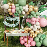 Sage Green And Pink Balloon Arch Kit, 137 Pcs Blush Pastel Pink And Green Baby Shower Garland With White Sand Metalic Gold Balloons For Boho Girls Woodland Wedding Jungle Safari Birthday Party Decor