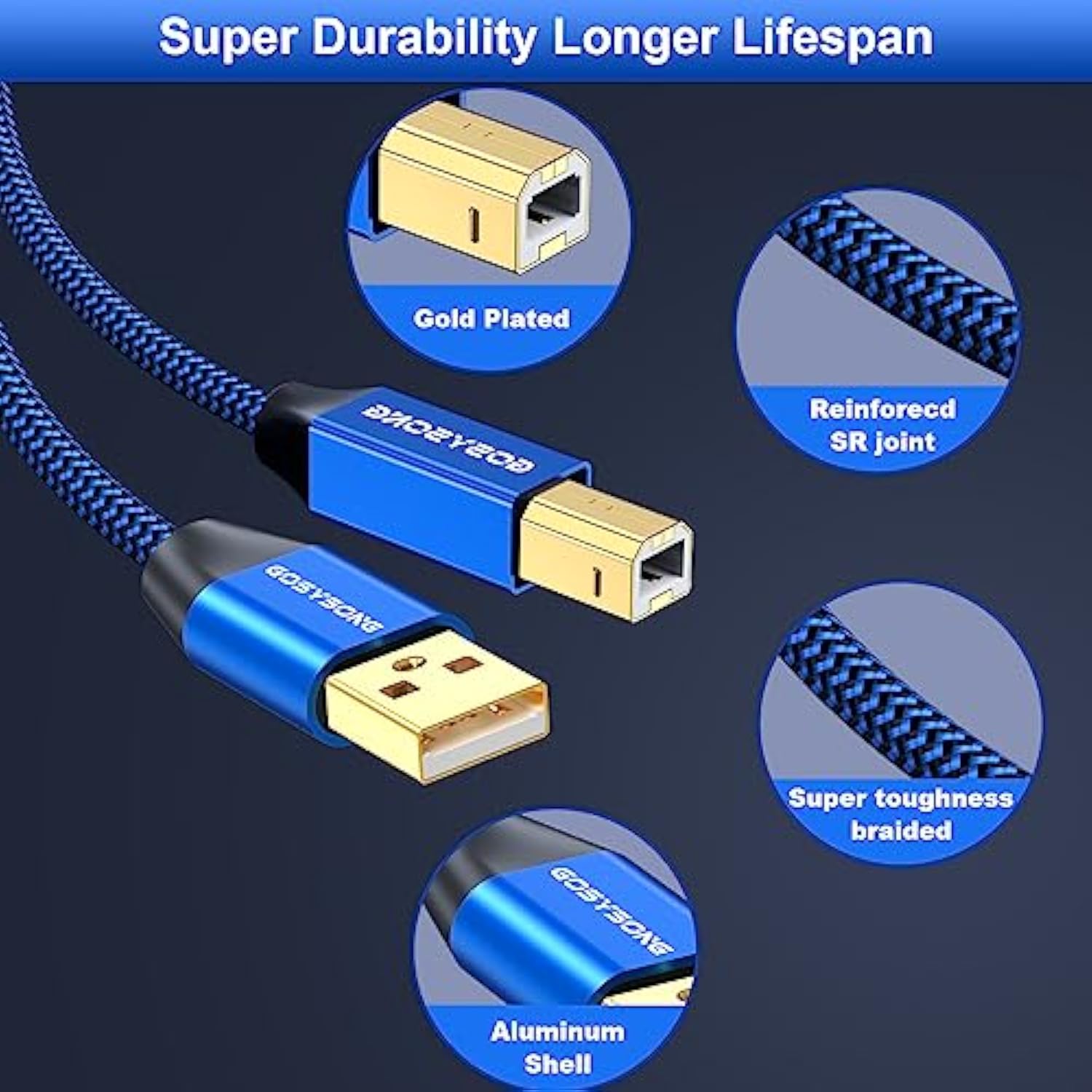 Usb Printer Cable 40Ft, Active Usb A To B Printer Cable, High Speed Long Print