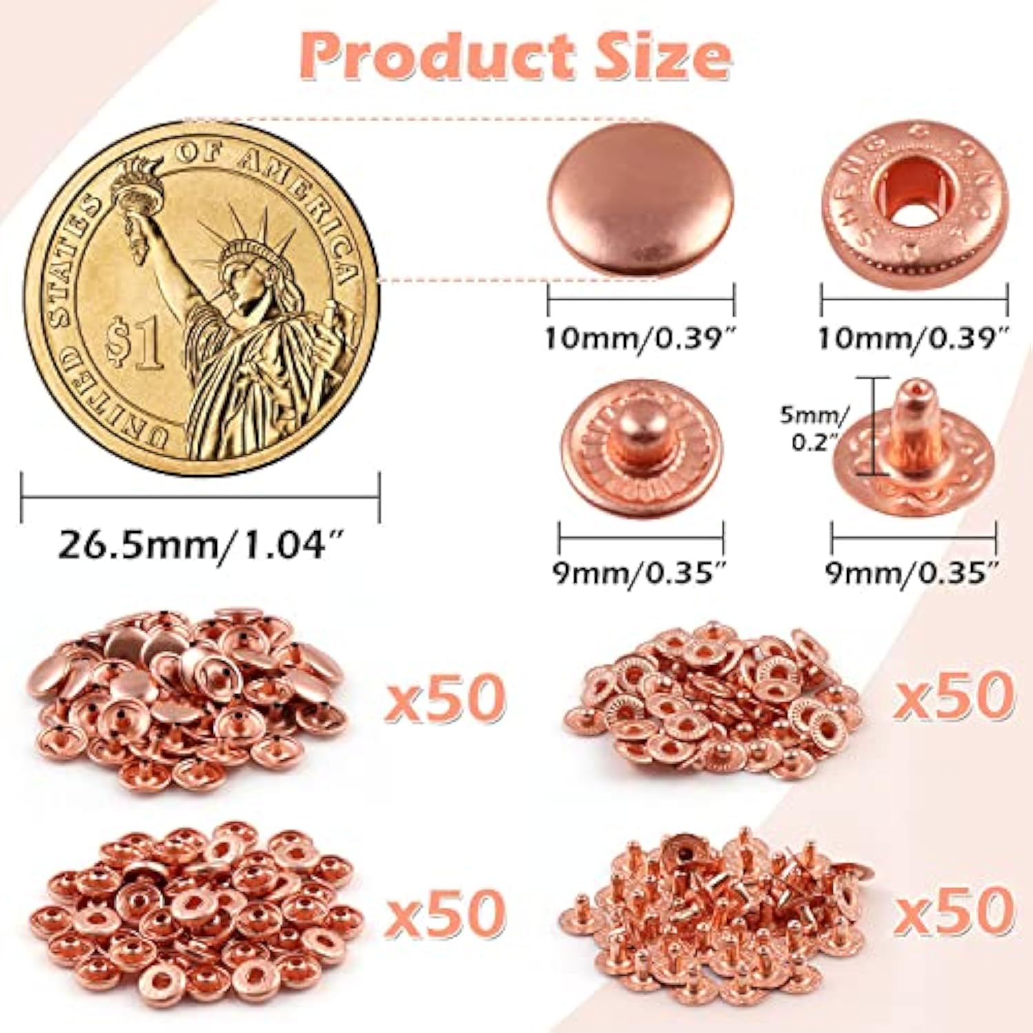 50 Sets Snap Fasteners Kit Leather Fasteners Buttons Clothing Bracelet