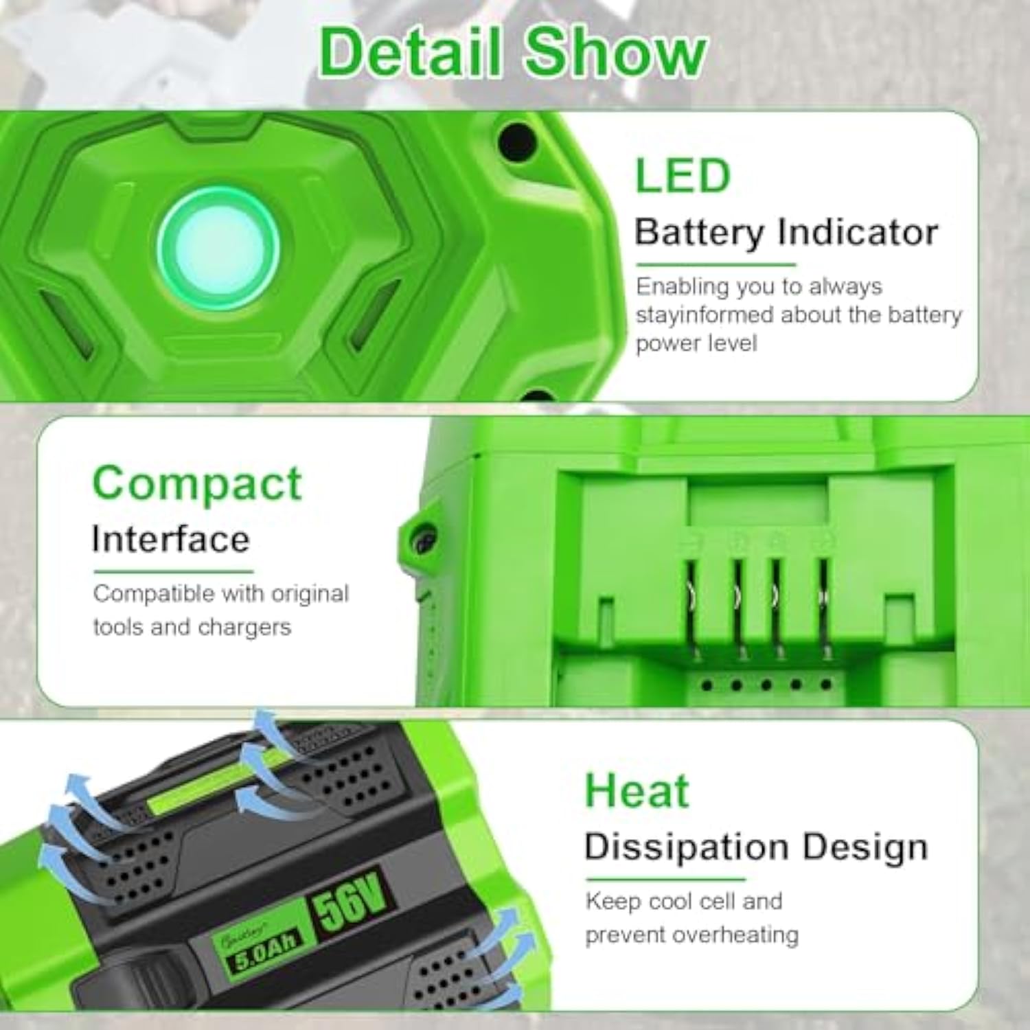 56V 5.0Ah Replacement For Ego 56V Battery Ba2800T Ba2800 Ba4200 Ba1400 Compatible With 56-Volt Ego Power+ Cordless Tools