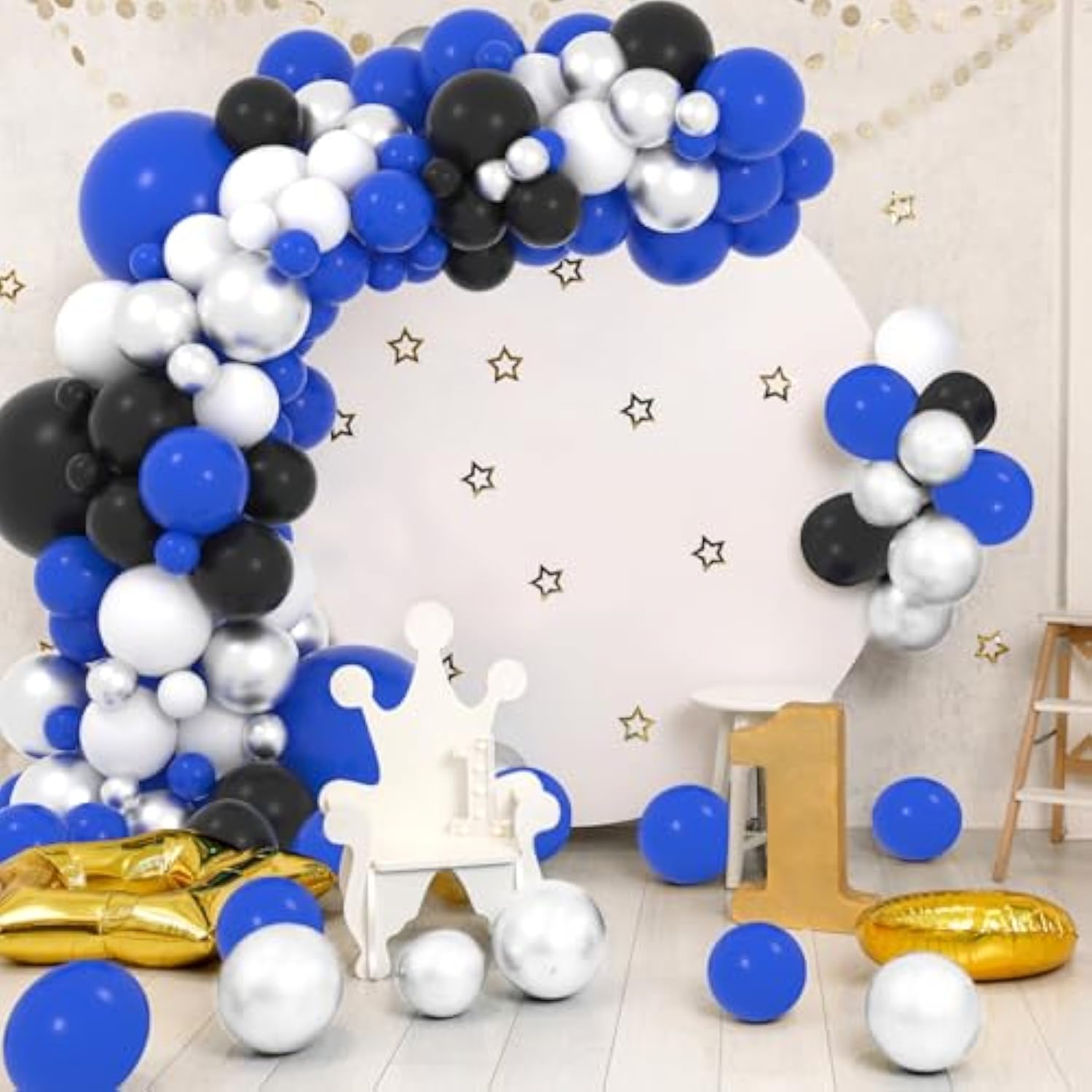 Blue Black White Silver Balloon Garland Arch Kit 127Pcs Royal Blue Bla
