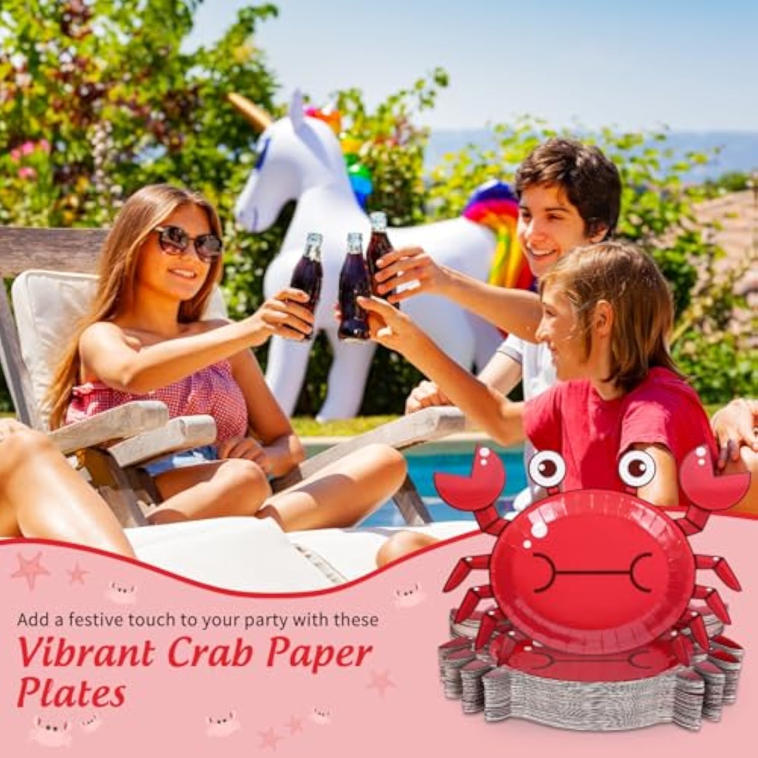 48 Pcs Crab Paper Plates Red Cartoon Crab Shape Disposable Plates 9 Inch Summer Ocean Party Tableware For Birthday Holiday Table Decor Supplies