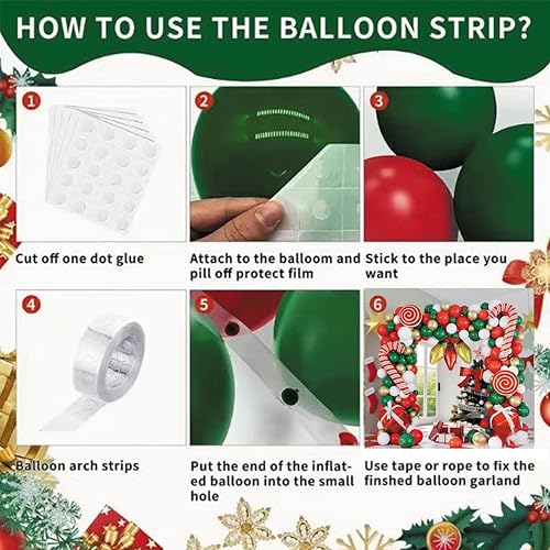 133 PCS Balloon Arch Garland Kit,Christmas Balloons Set-Xmas Red,Gold,Green,White,Gold Confets Elk Sleigh foil balloon Star and Candy cane for Christmas Decorations Party(Christmas-01)