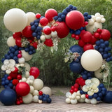 Navy Blue Red Balloon Garland Double Stuffed Red White Blue Balloons Nude Cream Sand Latex Arch Kit For Birthday Baby Shower Patriotic Baseball Nautical Graduation Veterans Day Party Decorations