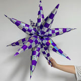 24 Pc Purple Silver Checkered Star Foil Balloons Party Decoration