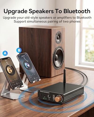 Bluetooth 6.0 Receiver, Hi-Fi Adapter with Wireless Long-Range Low-Latency, Suitable for Home Audio Music Streaming Stereo Systems/Home Speakers,