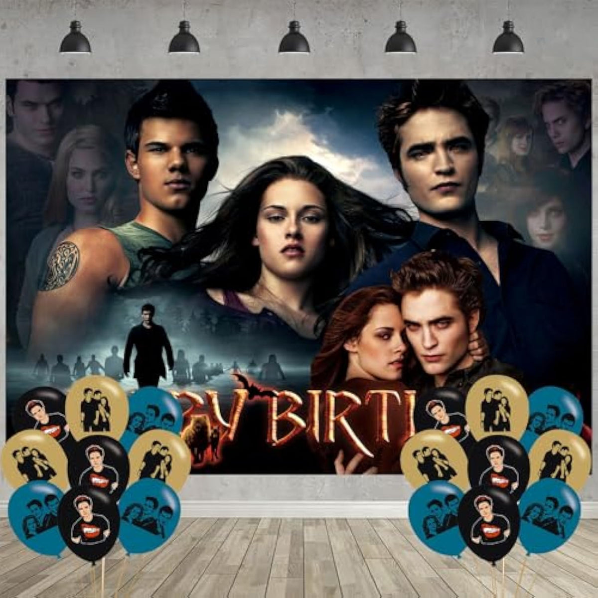 Twilight Birthday Party Decor: 5x3 Ft Backdrop & 18 Balloons
