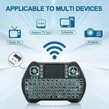 Backlit Mini Wireless Keyboard Touchpad Mouse Combo With Rechargable Li-Ion Battery Multi-Media Keys, Handheld Keyboard For Android Tv Box, Smart Tv, X-Box, Pc, Android Windows Linux Macos