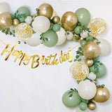 Sage Green Gold White Party Balloons, 50Pcs Sage Green And Gold Confetti Party Balloons For Birthday Baby Shower Engagement Wedding Anniversary Party Decorations