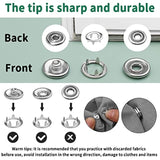 50 Sets Snap Button, 9.5Mm Metal Silver Snaps Buttons For Sewing And C
