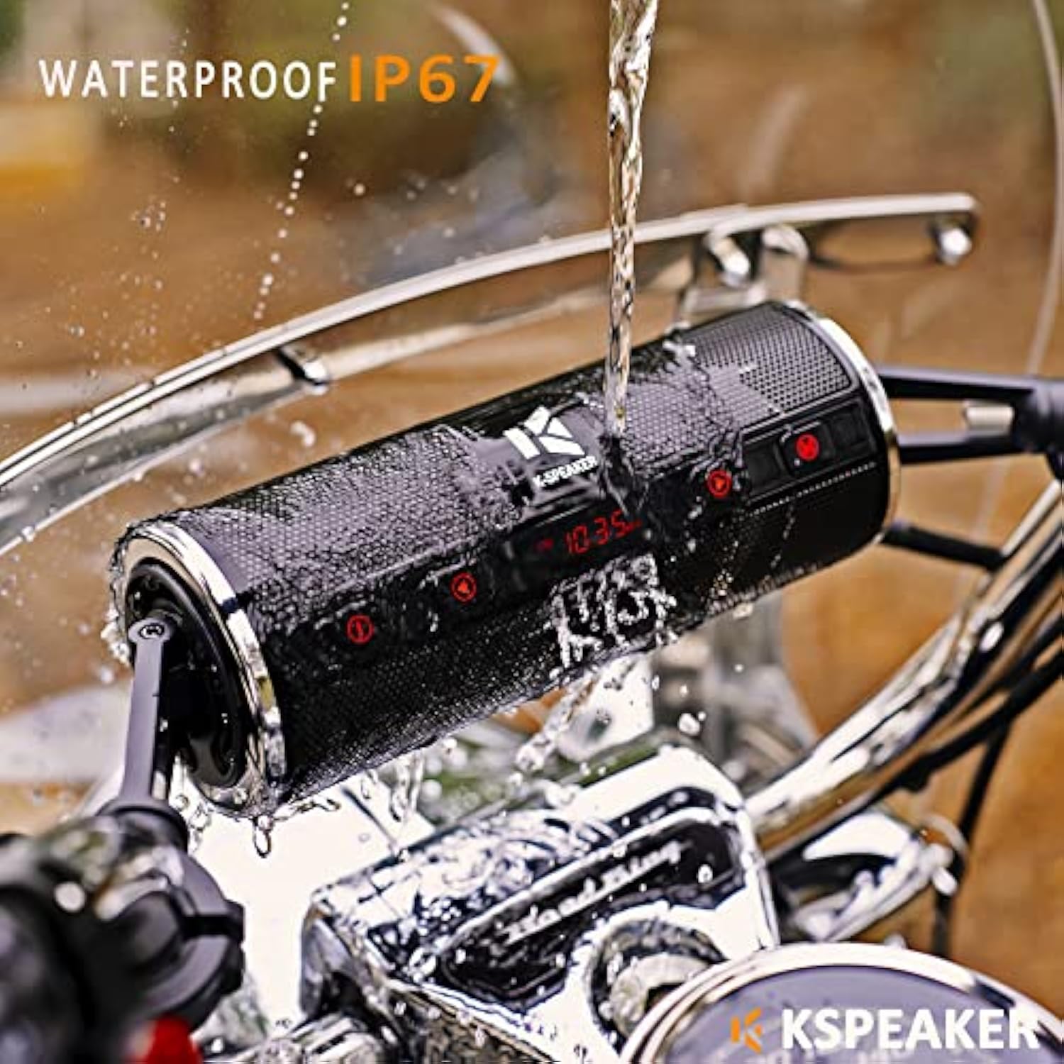 Motorcycle Speakers Bluetooth Waterproof Radio Audio System Built-In Amplifier, 3 Inch Metal Mp3 Player, Great For Atv, Scooter Bike,12 Volt Vehicle, K2Bl