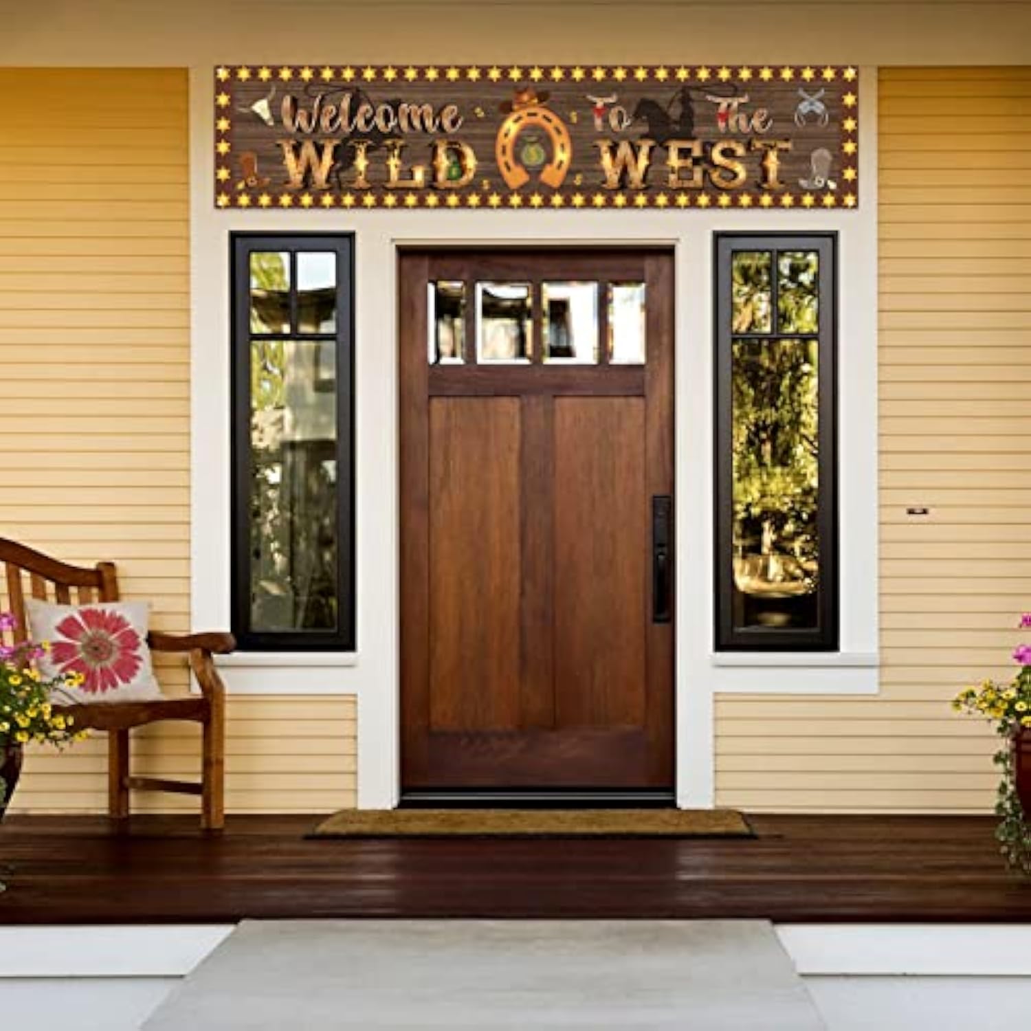 Brown Welcome To The Wild West Banner, Western Cowboy Mexican Theme Banner, Wild West Party Decoration, Western Cowboy Decorations For Party