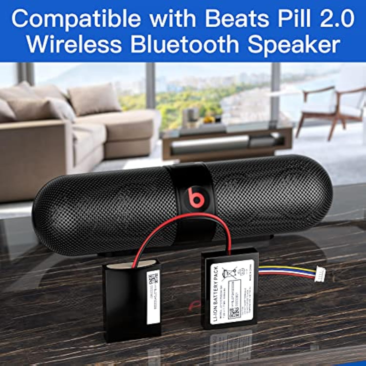 Battery For Beats Pill 2.0 Speaker 1050Mah Li-Ion 7.4 V Replacement Battery For Beats Pill 2.0 J272/Icp092941Sh Wireless Portable Bluetooth Speaker