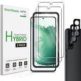 Screen Protector For Samsung Galaxy S22 5G 6.1 Inch [100% Fingerprint Id Compatible] With Tempered Glass Camera Lens Protector And Easy Installation Tray, Hd Clear, Hybrid Film, 2+2 Pack