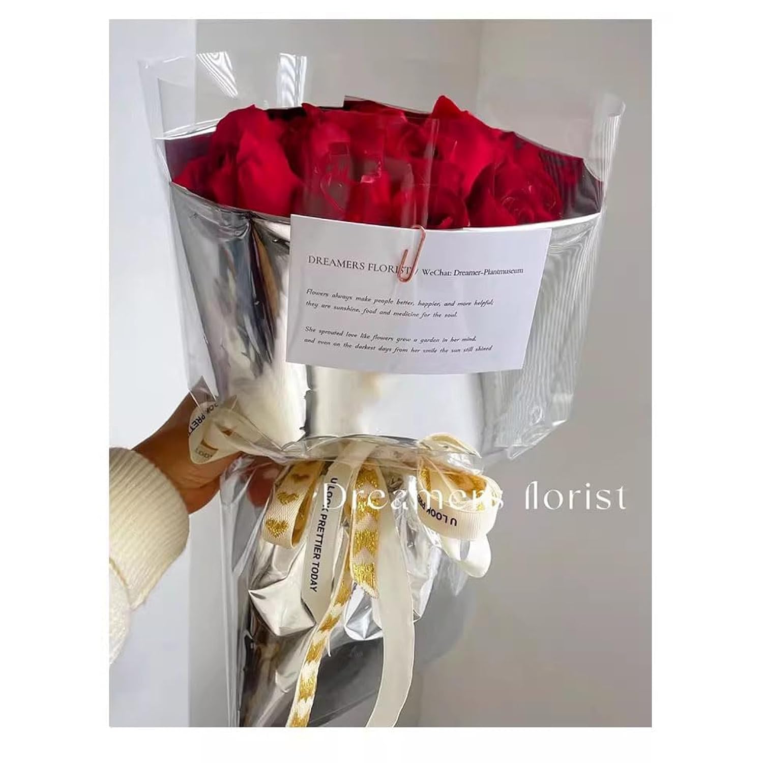 Silver Gift Wrapping Paper Waterproof Bouquet Wrap Mirror Film Korean Style Fresh Flowers Wrapping Paper Christmas, Holiday Diy Deco 22X360 Inches (Silver)