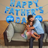 Happy Fathers Day Balloons Banner - Blue Father's Day Balloons Decoration Supplies - Party Decorations Sign Backdrop with 18 Pieces