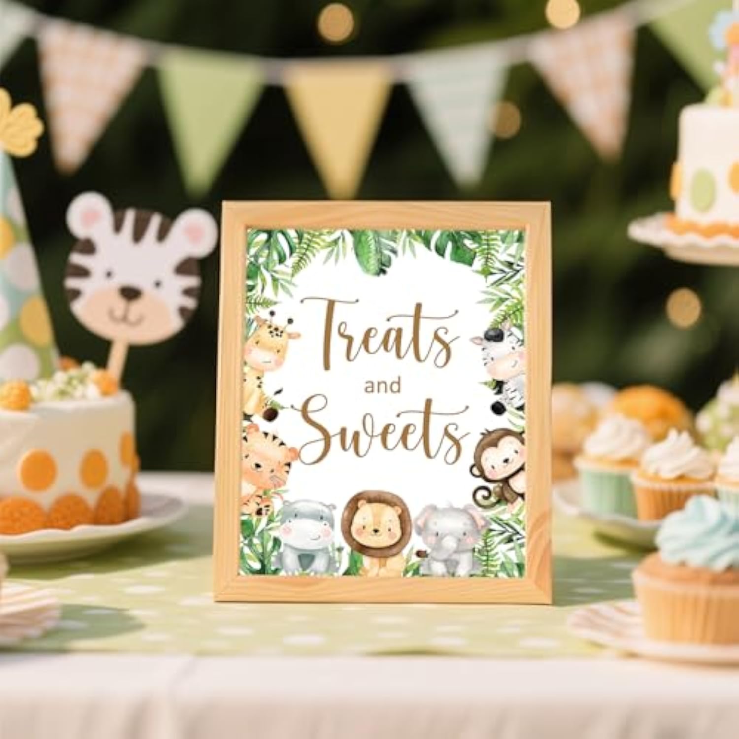 4Pcs Cute Animal Table Sign Centerpieces For Baby Shower Supplies, Safari Baby Shower Decorations Birthday Party Supplies (8X10In)