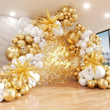 White and Gold Balloon Garland Kit: Starburst Party Decorations