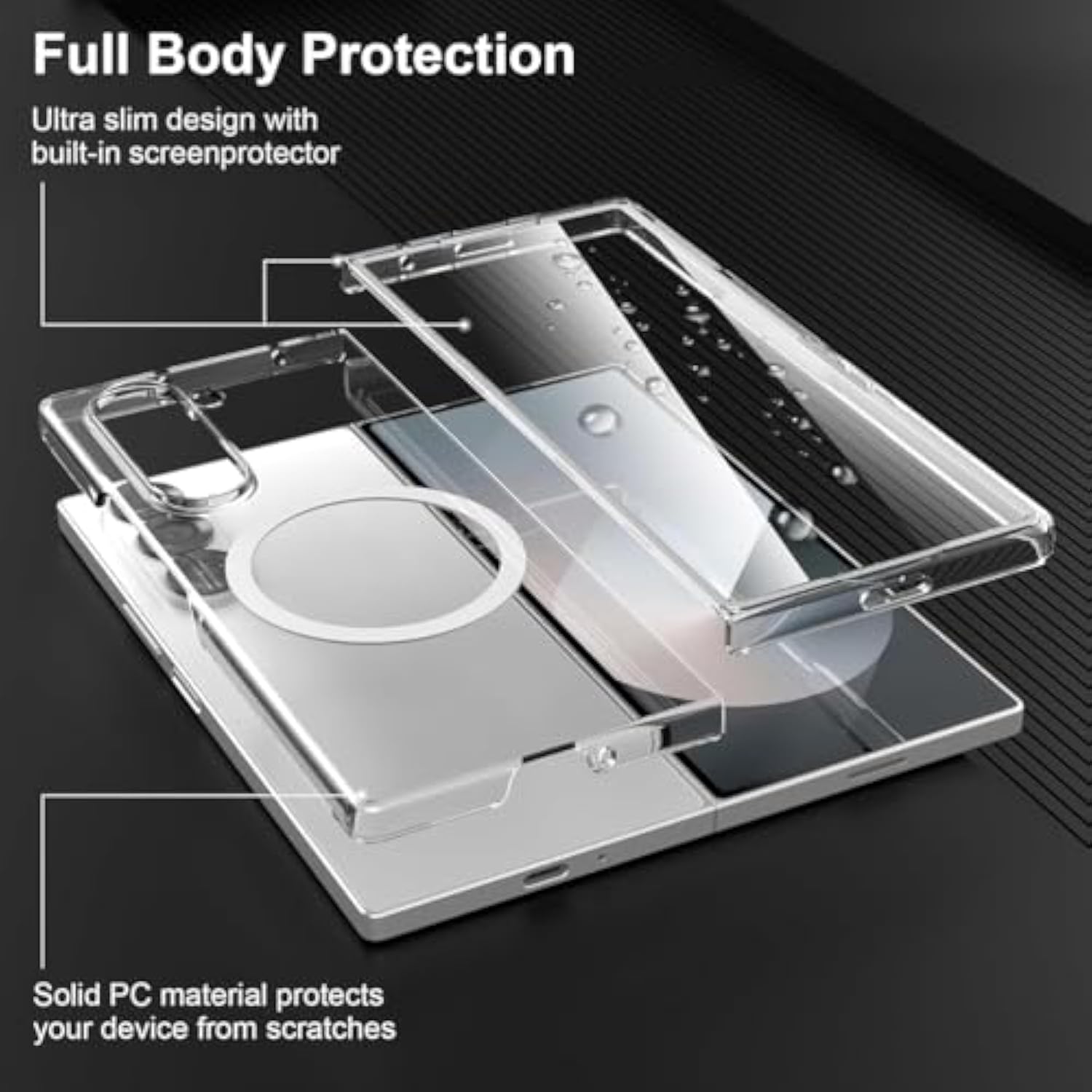 For Galaxy Z Fold 7 Case Compatible With Magsafe, Built-In 9H Tempered Glass Screen Protector Anti-Yellowing Slim Thin Phone Cover Strong Magnetic Case For Samsung Galaxy Z Fold7 (Clear)